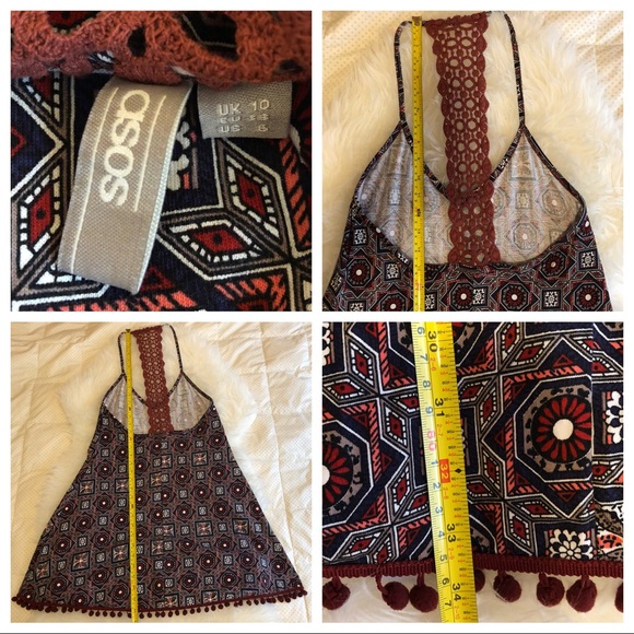 ASOS - Pattern Dress or Coverup - Maroon - Size 6 - Picture 3 of 8